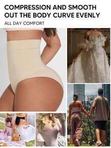 1 件女士高腰透气三角裤收腹提臀塑身内裤适合打底