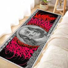 1pc Interesting Portrait & Dollar Bill Pattern Rug, Modern Creative Cartoon INS Style American Elements Rectangle Soft Area Carpet, Applicable For Outdoor, Entrance, Living Room, Bedroom, Laundry Room, Bathroom, Game Room, Washable All Season Bedside Mat, Home Decor