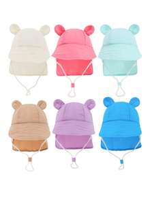 1 pezzo Cappellino per bambini con design carino a orecchie, colore uni, a secco rapido, adatto per attività all'aperto estive, parco, spiaggia, piscina, con protezione UV