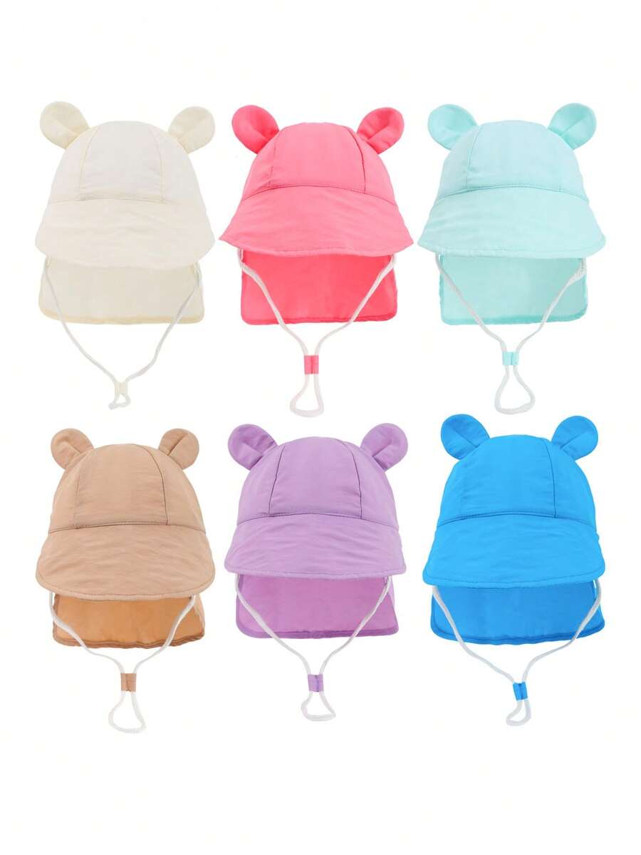 1 pezzo Cappellino per bambini con design carino a orecchie, colore uni, a secco rapido, adatto per attività all'aperto estive, parco, spiaggia, piscina, con protezione UV
