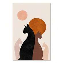 1 件可选画框太阳碗黑猫现代帆布画抽象波西米亚风海报房间墙壁艺术家居装饰可重复使用画框