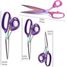 2/1 pieza Tijeras de costura premium de acero inoxidable - Agarre cómodo, multiusos para cortar telas y piel sintética, herramienta de manualidades para textiles, piel, papel - Suministros de costura, para uso doméstico y de oficina - Multicolor - Ver 6