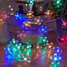 1 peça 20/50/100 Luzes de Corda Solares em Forma de Flor - Cordões de Luz Externa para Decoração de Jardim, Pátio, Cerca, Árvore de Natal com Ambiente de Luz de Fada - À Prova d'Água, Eficiente em Energia e Fácil de Instalar para Casamento, Festa, Casa, Gramado