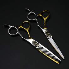 6CR 高品质美发剪刀，专业沙龙理发剪刀，日式设计打薄剪刀，适合家庭和理发店使用，返校、旅行度假必需品，女士发饰 - 彩色 - 查看 7