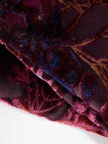 Easter Gift Velvet Kimono Cardigan For Women With Burnout Print, Long Velvet Kimono Swimsuit Cover Up, Burgundy, 1 Size Fits All - 酒紅色 - 查看 5