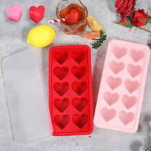 1 件心形硅胶冰块托盘 - 10 腔易脱模模具，适用于家庭、酒吧和 KTV（粉色/红色） - 彩色 - 查看 4