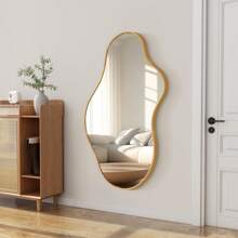 Modern Asymmetrical Wall Mirror, Asymmetrical Decoration, Abstract Aviation Anti-Breakage Aluminum Alloy Frame Wall Mirror, Living Room, Bathroom, Bedroom, Wardrobe Room, Entrance Passage Decorative Wave Mirror Home Decor Back To School Room Decor School Supplies