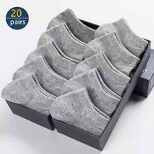 10/20 Pairs Summer Invisible Loafer Socks For Men & Women, Disposable Short Socks In Solid Black & White, Suitable For Travel, Easy Care - Multicolor - View 15