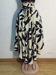 Women Belted Slit Hem A-Line Skirt, Resort Wear