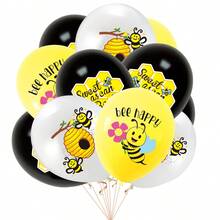 Decoraciones para fiesta de cumpleaños con temática Feliz abeja 2025, globo con diseño de abeja, para festival, fiesta, jardín, decoración original de flores de jardín, globo de látex de 12" - Multicolor - Ver 10