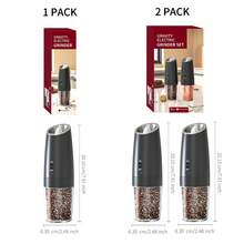 CLITON Gravity Electric Salt And Pepper Grinder Set Rechargeable Salt And Pepper Grinder Set With LED Light, No Battery Needed, Adjustable Coarseness, Washable 135ml Container, Christmas Gifts, Halloween Gifts, Kitchen Gifts, Thanksgiving Gifts, New Year Gifts, Valentine's Day Gifts,Black - 彩色 - 查看 9