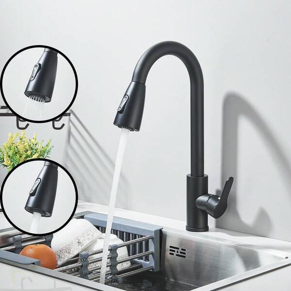 Grifo para fregadero de cocina, giratorio 360°, extraíble, monomando, con un solo orificio, mezclador de agua fría y caliente.