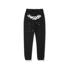 Men's And Women's Street Punk Oversized Hooded Sweatshirt Sets, Spider Web Rhinelstone Hooded Sweatshirts, Hip-Hop Fashion Letter Aesthetic Sweatshirts, Gender Neutral Sets, Couple Sets  Letter  Spider  Casual    Drawstring  Pocket - màu đen - Xem 3