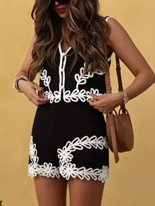 PoPoHouse Women's Summer Bohemian Chic Fake Sleeveless Embroidery Vest Vest Shorts Set