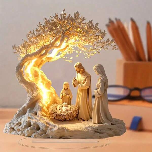 Decoración de escritorio de acrílico plana y elegante con tema cristiano - Letrero de estilo clásico para el hogar y la oficina, idea de regalo perfecta