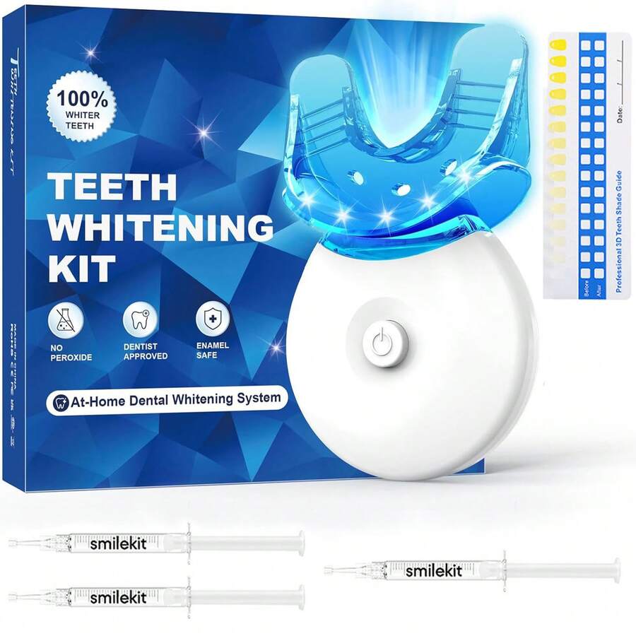 1 Piece Random Color Mini Home Teeth Whitening Light, Portable Cold Light Lamp For Use With Gel, White/Blue