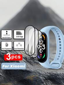 3pcs/Set High Definition Clear 3D Soft TPU Screen Protector Film, Waterproof, Scratch Resistant And Easy To Install, Compatible With Mi Band 9/8/7 - White - View 3