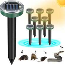 2 pièces Répulsif anti-nuisibles à énergie solaire - Rongeurs, taupes, serpents répulsif, contrôle des nuisibles pour jardin, cour, ferme, pelouse, dissuasif pour les chats