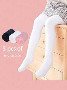 3 piezas Medias de ballet para niñas de unicolor