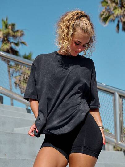 Women's Letter Graphic Sports T-Shirt - Fashionable Casual Activewear, Suitable For Fitness Enthusiasts - Comfortable, Lightweight, Breathable, Ideal For Running And Gym Workouts