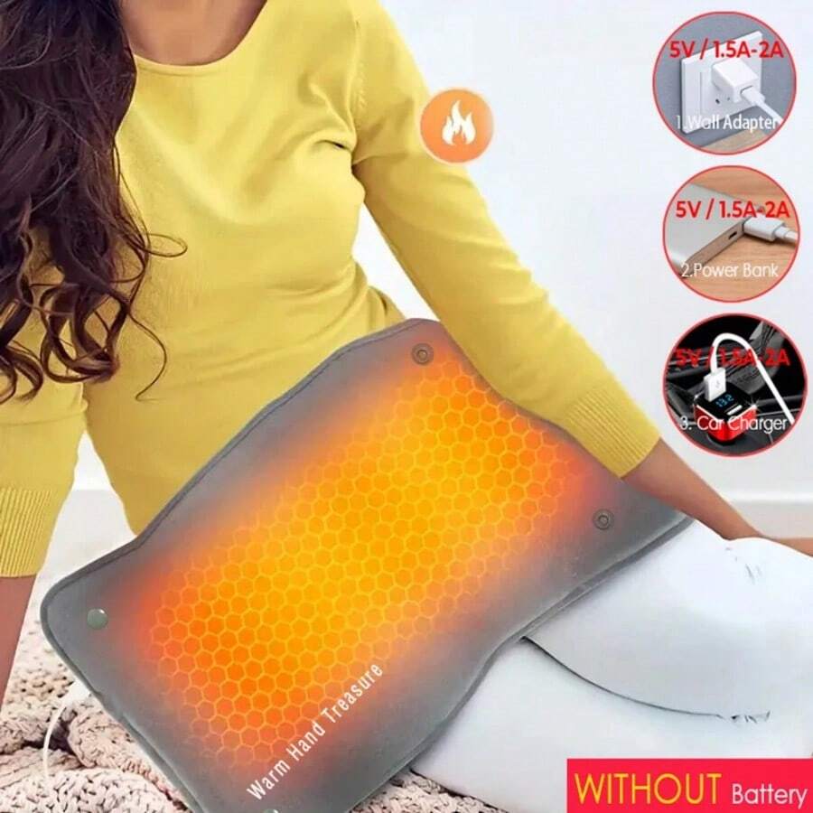 Bantalan Penghangat Graphene Baru dengan Pemanas Cepat, Dapat Mengatur Suhu dan Waktu, Tas Penghangat untuk Kantor dan Rumah (Tombol Putih) - Grey - View 1