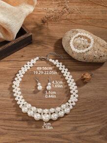European And American Fashion Exaggerated Faux Pearl Jewelry Set