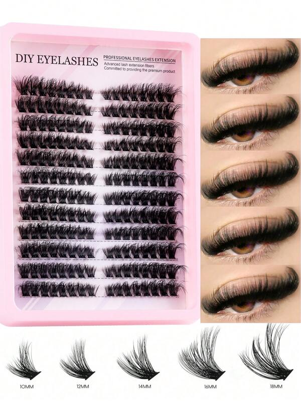 192pcs/216Pcs Fluffy Lash Clusters 40D/60D/80D/100D Individual Eyelash Thick Cluster Eyelash Extensions D Curl Lashes Clusters Individual Lashes 10-20MM Wispy Cluster Lashes