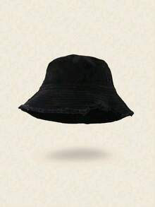 1pc Unisex Distressed Washed Bucket Hat, Versatile For Daily Wear And Outdoor Sun Protection, Suitable For Men And Women, Couple Matching - Multicolor - View 8