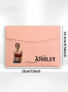 1pc Personalized Customized Name, Phone, Company Name, Company LOGO A4 Leather Document Folder, File Bag, Portfolio, Waterproof Business Office Snap Closure Thick Storage Bag - Magnetic Seal, Waterproof Faux Leather Large Capacity File Folder, Suitable For Business And Office Organization, Ideal For Exams And Storage,Back To School,School Supplies