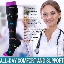 6 Pairs Fashionable Syringe & Pill Pattern Medical Calf Socks, Mid-Calf Sports Socks For Nurses, Doctors, Men & Women, Compression Socks, Y2k, Cozy - Multicolor - View 3
