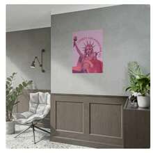 1 Pc Wall Art Digital Download - Artwork, Lady Liberty Design, "Liberty And Justice For All" | Midwest Princess | Sapphic Decor - Spring Summer Vacation Canvas Painting For Home Decor Enthusiasts - Room Decoration Decor For Home Gifts, Living Room, Bathroom, Bedroom,Kitchen (No Frame) - Multicolor - View 5