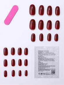 32Pcs Long Square/30Pcs Long Almond Shaped/24Pcs Medium Long Coffin Shaped/24Pcs Medium Long Oval/23Pcs Short Almond Press-On Nails, Solid Color Classic Thick Acrylic Nails, Suitable For Girls & Women Daily Wear, Diy Manicure, Christmas, New Year, Includes 1Pc Nail File & 1Pc Double-Sided Tape Nail Supplies Nails