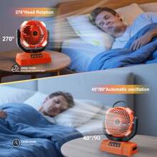 BDQ Camping Fan Battery Operated Powered Fan With LED Lantern Light 10000mAh Rechargeable Portable Fan, Oscillating Fan With 360° Rotation Hanging Hook For Tents, Cordless USB Desk Fan
