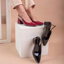 Women's Pumps Slingback Pointed Toe Thick Heel Comfortable Elegant Casual Buckle Boho Chic Wedding Office - 黑色的 - 查看 6