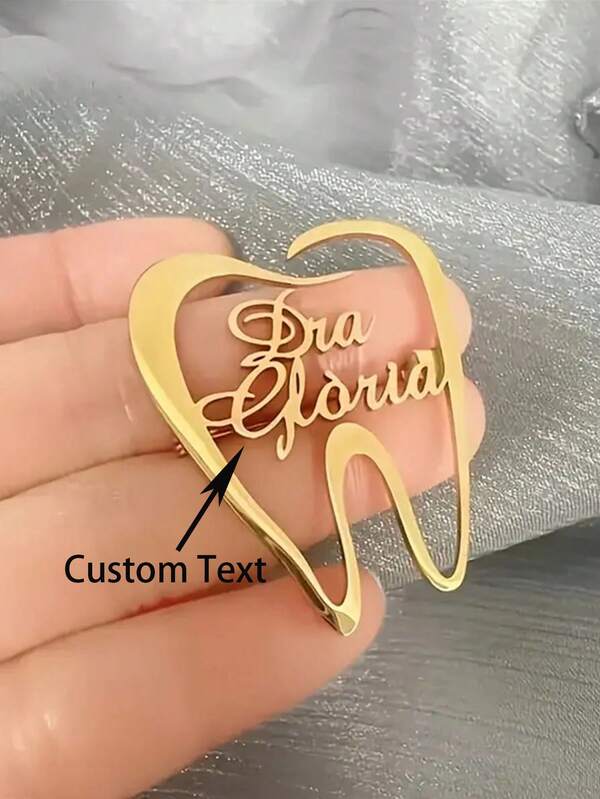 شارة دائرية من الفولاذ المقاوم للصدأ مخصصة لطبيب الأسنان والممرضة السنية - تصميم سن مبسط، دبوس صدر عصري للنساء | هدية مثالية لطبيب الأسنان والممرضة | مناسب للارتداء اليومي