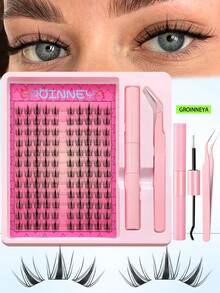 GROINNEYA 72 件单根睫毛，外观自然蓬松，簇状睫毛，纤细可重复使用睫毛束带，单根睫毛，灵活 DIY 睫毛化妆工具，适合初学者 - 黑色 - 查看 2