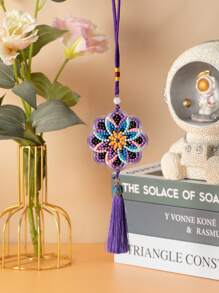 Kit de peinture de diamant Mandala - Décoration de voiture suspendue en cristal acrylique, Art spirituel DIY pour la maison et l'intérieur de la voiture, Cadeau de pleine conscience bohème pour les femmes (Matériaux premium)