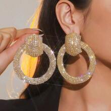 1 par de brincos de pino femininos luxuosos com strass exagerados e personalizados para festa/casamento, brincos decorativos da moda