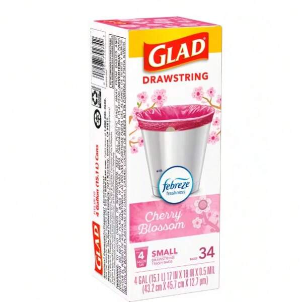4 Gal. Cherry Blossom Drawstring OS Trash Bags (34-Count)