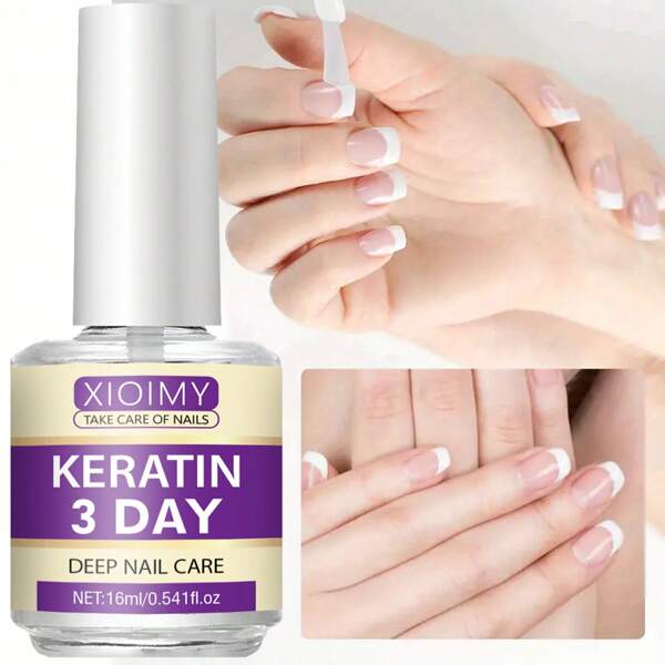 Xioimy Tratamiento de fortalecimiento de uñas con queratina + vitaminas de 16ml, para uñas delgadas, suaves, frágiles y que se rompen fácilmente. Previene el desprendimiento y el agrietamiento de las uñas. Producto para el cuidado de las uñas que las refuerza y realza el brillo.