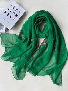 1pc Minimalist Elegant Delicate Embroidered Multi-Color Fashion Party/Travel Lightweight Scarf Shawl For Women, Spring/Summer - Multicolor - View 4