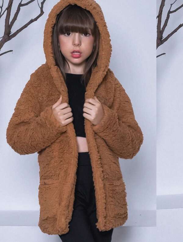 CASACO INFANTIL MENINA PELUCIA INVERNO SOBRETUDO JAQUETA PLUSH GLITTER OUTONO INVERNO TEDDY