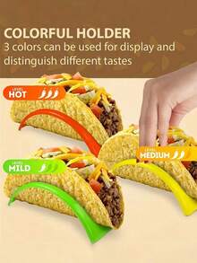 Powcan 12pcs Bright Color Corn Tortilla Holders - High Strength PP Material, Suitable For Soft & Hard Tortillas, Space Saving, Essential Kitchen Item For Restaurants, Parties And Taco Nights - Red, Yellow and Green - View 2