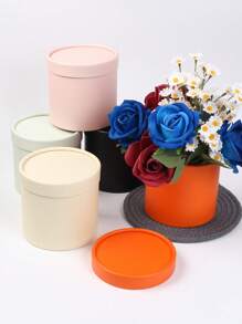 1pc Flower Packaging Round Box, Valentine's Day Luxury Paper Box With Lid, Gift Box, DIY Decoration Jewelry Storage Accessories For Weddings, Valentine's Day, Birthdays, Mother's Day, Christmas, Halloween