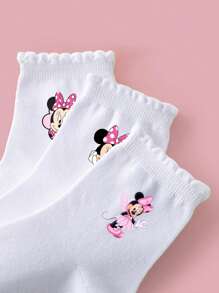 Disney 5 pares de calcetines deportivos para niños/niñas para primavera/verano, con decoración de ratón de dibujos animados, fashionables, suaves, transpirables, absorben la humedad, adecuados para estudiantes, uso diario, regalos, viajes