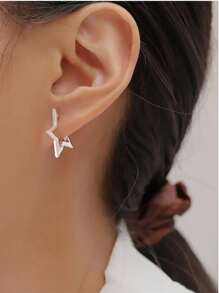 1 Pair Fashionable Minimalist Geometric Star Earrings For Women, Suitable For Banquet, Party, Holiday And Daily Wear