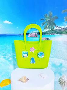 1pc New Marine Life Pattern Silicone Hollow Bag DIY Tote Bag, Storage Mesh Purse, Phone Bag, Beach Bag, Suitable For Vacation Outdoor Use, Parentchild - Beach Bag Type X - View 15