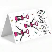 1 张有趣的葡萄酒爱好者生日贺卡，多语言（英语、德语、法语、意大利语、葡萄牙语），情人节、狂欢节、周年纪念日、友谊日 - 幽默健身主题卡 - 彩色 - 查看 8