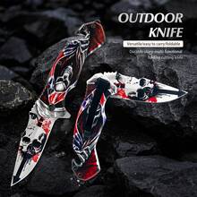 Cool Skull Ghost Head Pattern Stainless Steel Multi-Purpose Folding Knife, Portable Rope Knife And Glass Shredder, Metal Handle, Perfect For Camping, Fishing And Outdoor Adventures, Perfect Gift For Men, Compound Holiday Gift - Nhiều màu A - Xem 3