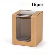 16个带透明窗口的牛皮纸盒，礼品盒，用于礼品、糖果、人偶、婚礼、毕业 - 彩色 - 查看 9